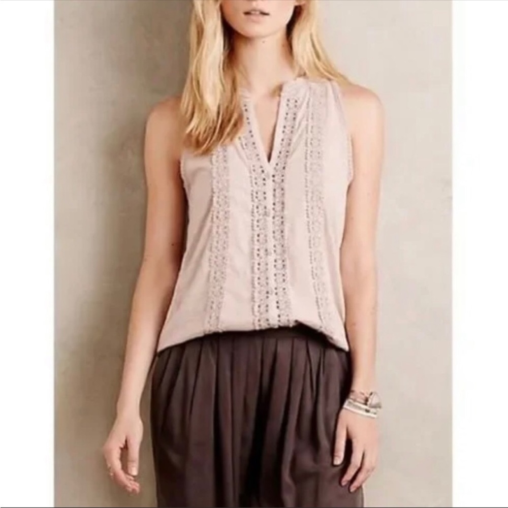 Anthropologie Meadow Rue • Jensen Sleeveless Top in Light Pink, Size XS